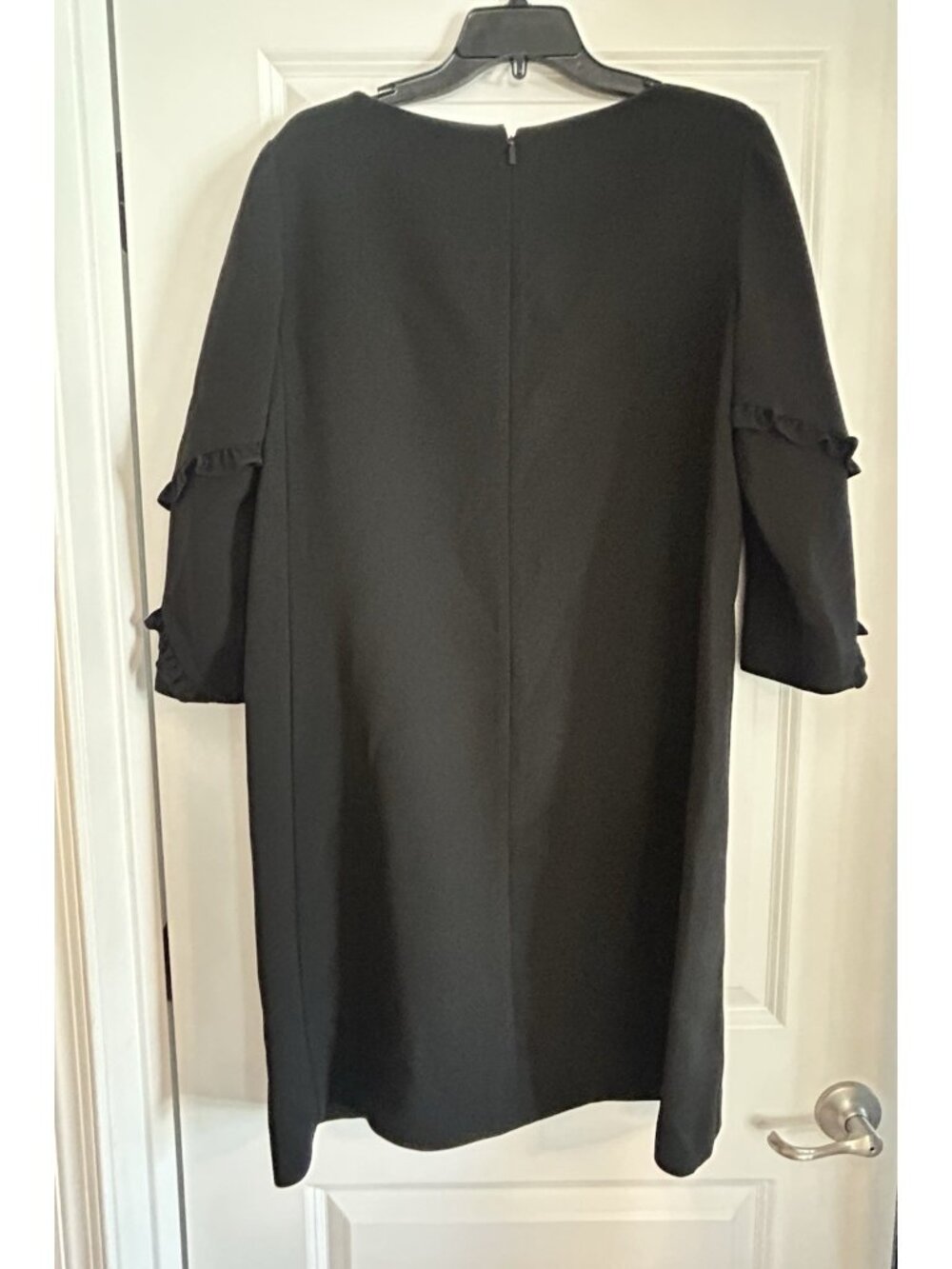 Lafayette 148 Dress Medium Womens Black Crepe Ruffle Sleeve Detail Shift NWT - Picture 9 of 11